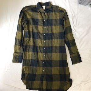 Long sleeved plaid shirt dress